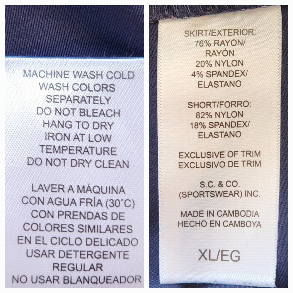 SC & Co. Floral Skort, Blue & White, 2 pockets, 17.5" length, sz XL Stretch - Picture 9 of 10